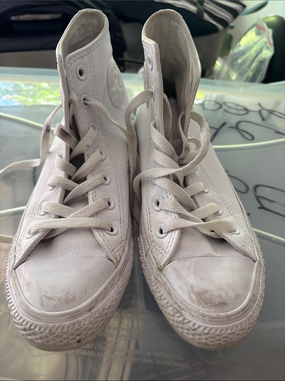 Converse White Leather High-Top Sneakers